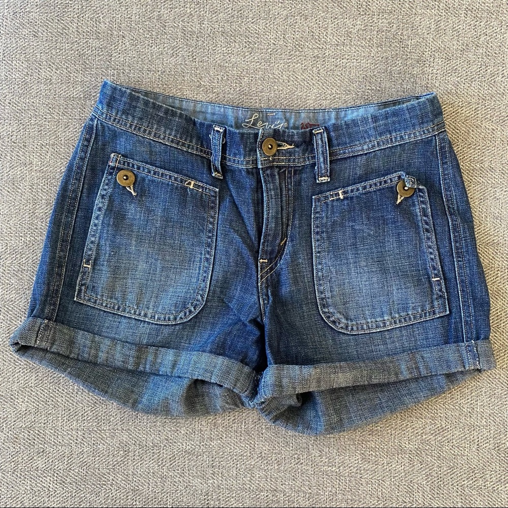 Levi’s Chambray-Denim High Rise Shorts